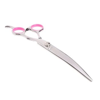 Foarfeca profesionla tuns curbata cosmetica animale - caini, pisici - 8 inch s pink down