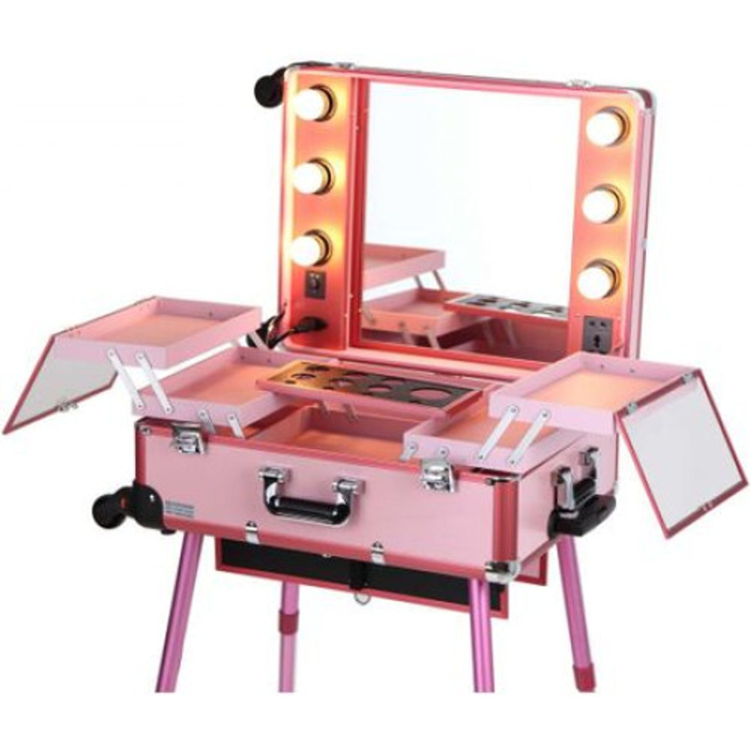 Set Statie Make-Up Transformabila Voaiaj Profesionala Roz + Trusa Profesionala Ruj 66 Nuante fotografia produsului View 2 L