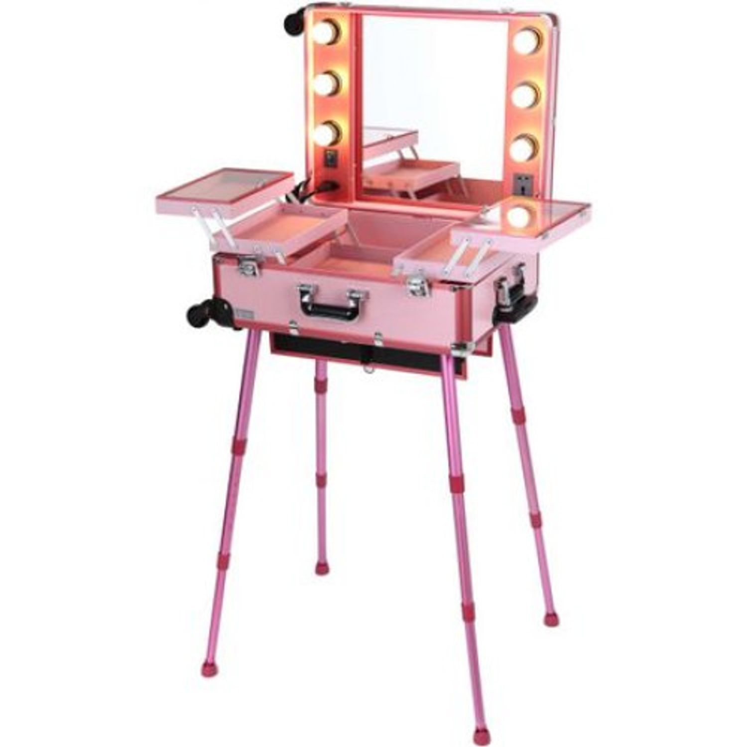 Set Statie Make-Up Transformabila Voaiaj Profesionala Roz + Trusa Profesionala Ruj 66 Nuante fotografia produsului