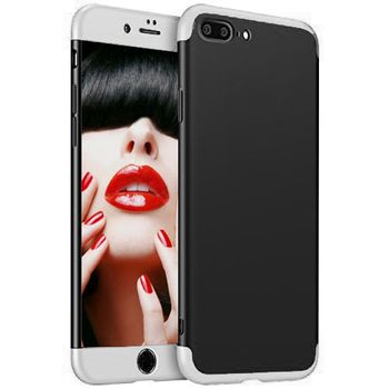 Husa telefon iphone 8 ofera protectie completa 3in1 ultrasubtire lux black&silver matte