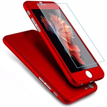 Husa telefon iphone 7 ofera protectie 360° ultrasubtire + folie sticla securizata - red full