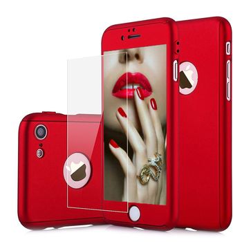 Husa carcasa Apple Iphone 7 Protectie Completa Degree Ultrasubtire include Folie Sticla, Red Matte Case TotulPerfect Iphone imagine noua 2022