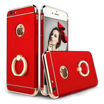 Husa telefon iphone 6 plus/6s plus offera protectie 3in1 ultrasubtire - red matte g ring