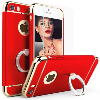 Husa telefon Iphone 6 Plus / 6S Plus offera protectie 360° 3in1 Ultrasubtire – Red S Matte Ring + Folie Case TotulPerfect Iphone imagine noua 2022