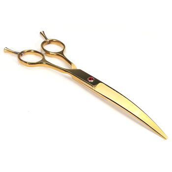 Foarfeca profesionla tuns curbata cosmetica animale - caini, pisici - 7 inch gold