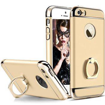 Husa telefon iphone 6/6s offera protectie 3in1 ultrasubtire - gold matte ring