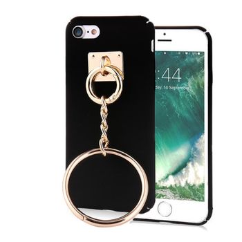 Husa telefon iphone 7 ofera protectie ultrasubtire - black matte metal ring
