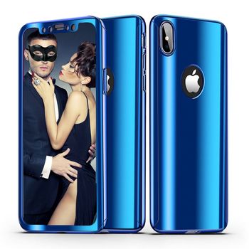 Husa telefon apple iphone xs ofera protectie completa 360 ultrasubtire blue mirror + folie sticla