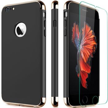 Husa telefon iphone 8 plus ofera protectie 3in1 ultrasubtire + folie sticla luxury 360 black