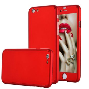 Husa telefon Apple Iphone 6 Plus / 6S Plus ofera protectie 360° Ultrasubtire Full Red +Folie Sticla elefant.ro imagine noua 2022