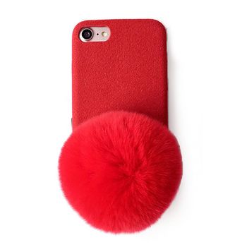 Husa telefon Iphone 6Plus /6S Plus ofera protectie Subtire Chic Fluffy Fur Red elefant.ro imagine noua 2022