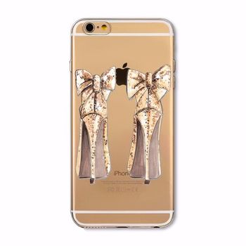 Husa telefon iphone 6 plus ofera protectie silicon moale ultrasubtire gold shoes