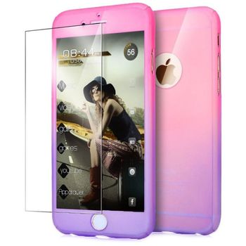 Husa telefon Apple Iphone 7 protectie 360 Ultrasubtire Semitransparenta Degradee Purple + Folie Sticla elefant.ro imagine noua 2022