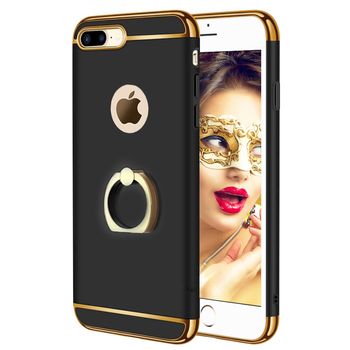 Husa telefon apple iphone 8 plus ofera protectie 3in1 ultrasubtire lux black matte g ring