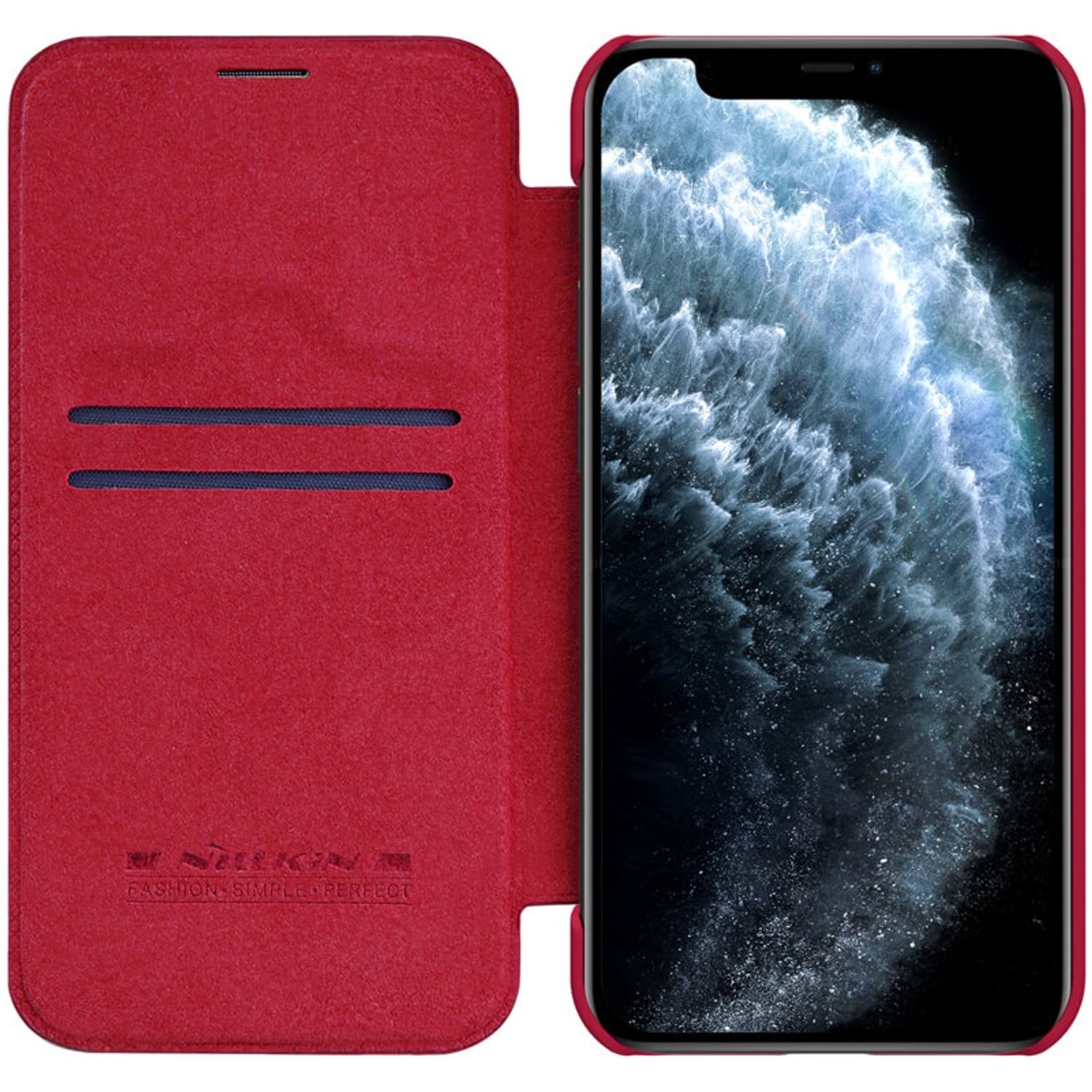 Husa Nillkin - Qin Leather Case - iPhone 12 Mini - Red fotografia produsului View 3 L