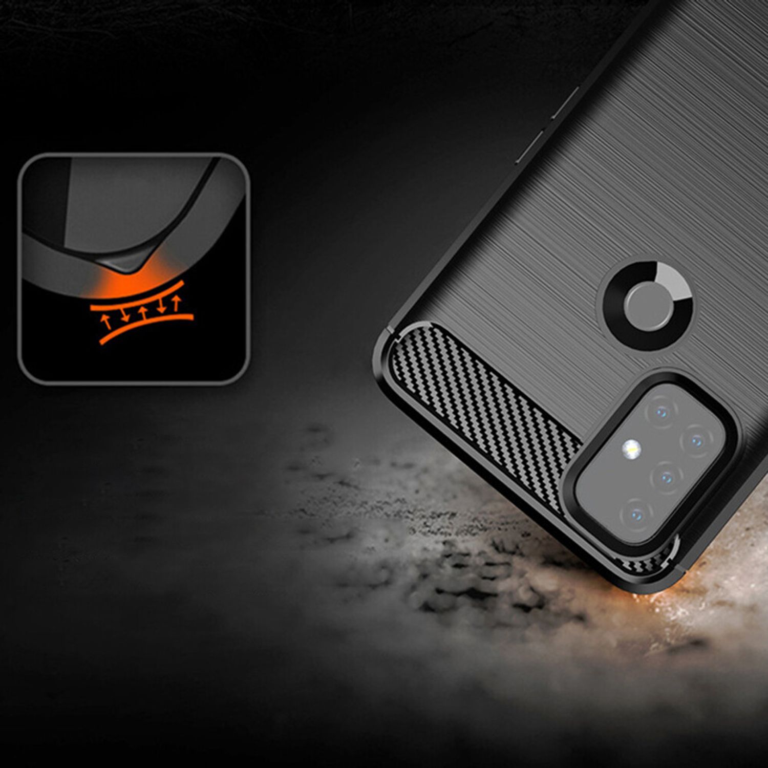 Husa Techsuit - Carbon Silicone - Oneplus Nord N10 5G - Black fotografia produsului View 3 L