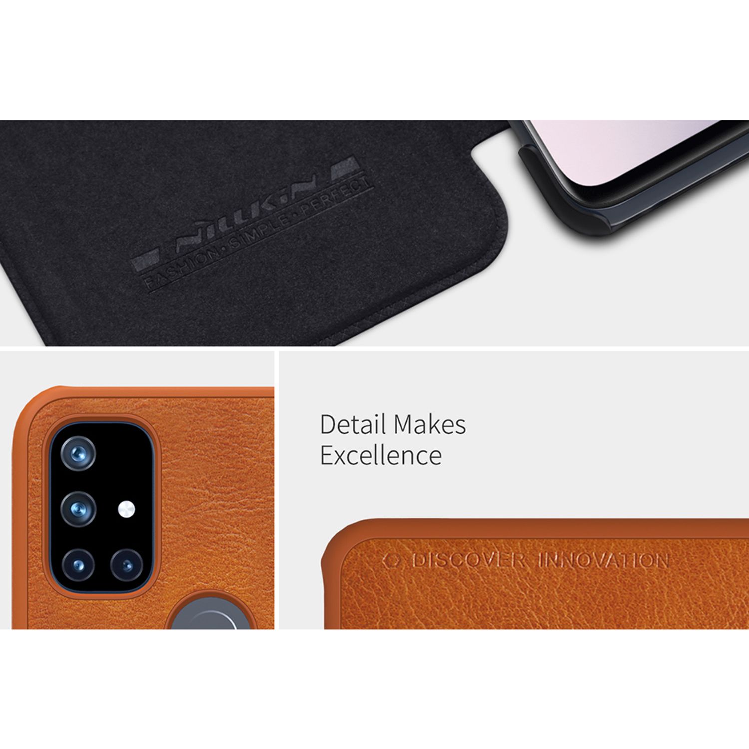 Husa Nillkin - Qin Leather Case - Oneplus Nord N10 - Black fotografia produsului View 3 L