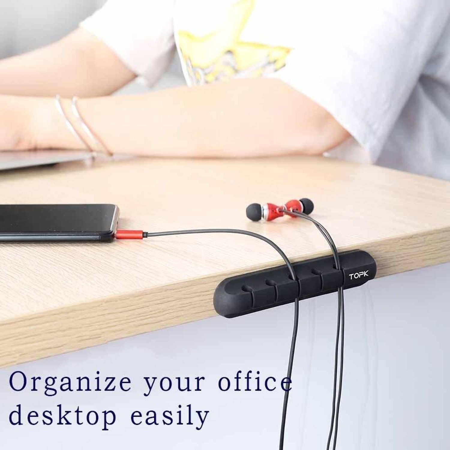 Organizator cabluri TopK cu 5 clips-uri, roz fotografia produsului View 2 L