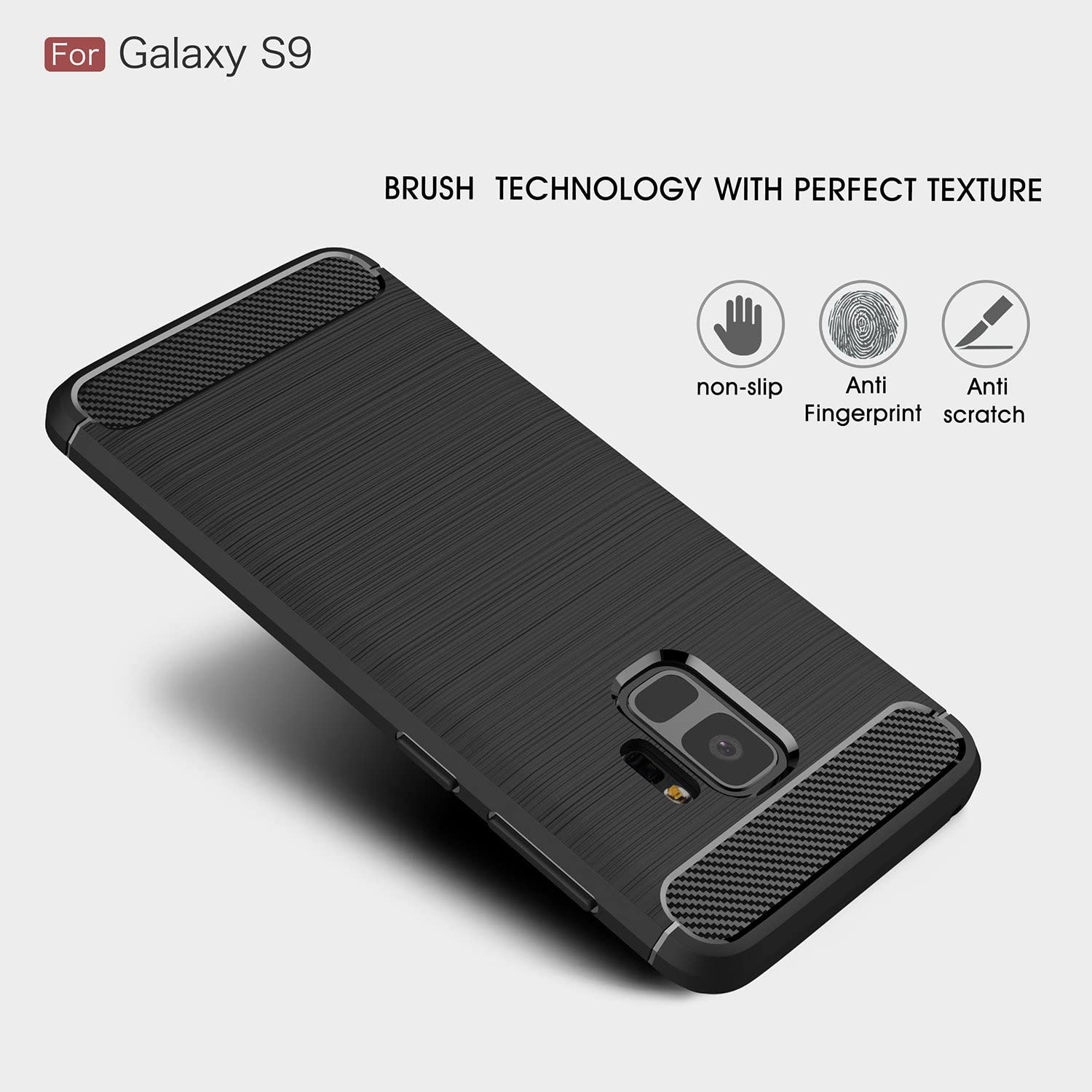Husa Techsuit - Carbon Silicone - Samsung Galaxy S9 - Black fotografia produsului View 3 L