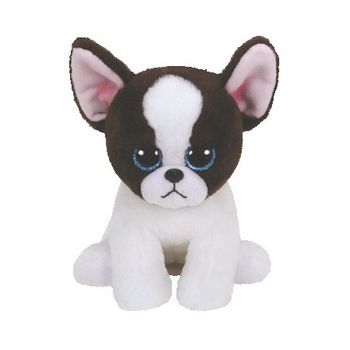 Jucarie de plus moale ty, beanie boos, catel terrier portia, negru/alb, 15 cm