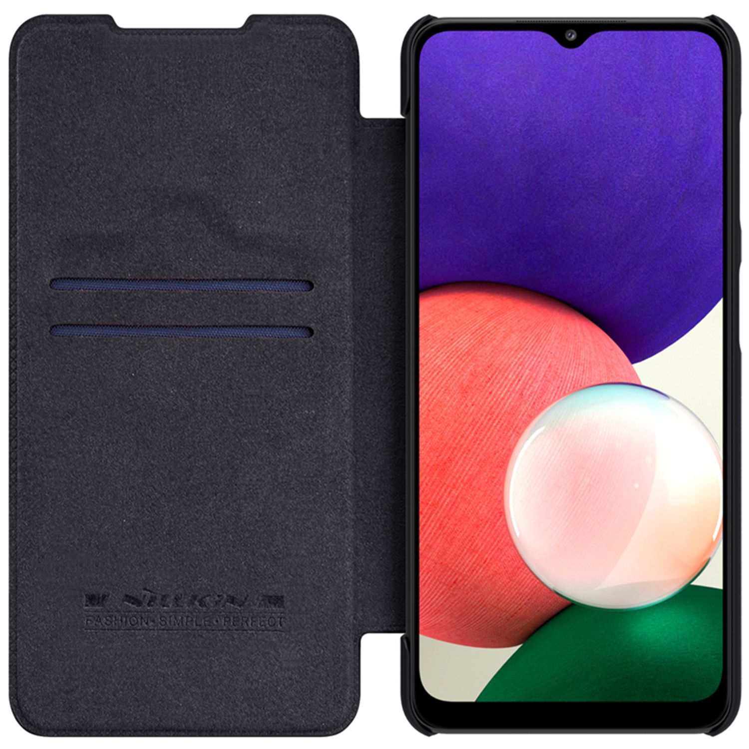 Husa Nillkin - Qin Leather Case - Samsung Galaxy A22 4G - Black fotografia produsului View 3 L