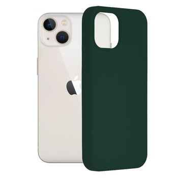 Husa premium techsuit - soft edge silicone - iphone 13 mini - dark green