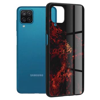 Husa cu spate din sticla techsuit - glaze series - samsung galaxy a12 - red nebula