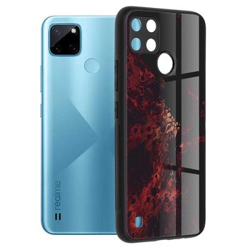 Husa cu spate din sticla techsuit - glaze series - realme c21y - red nebula