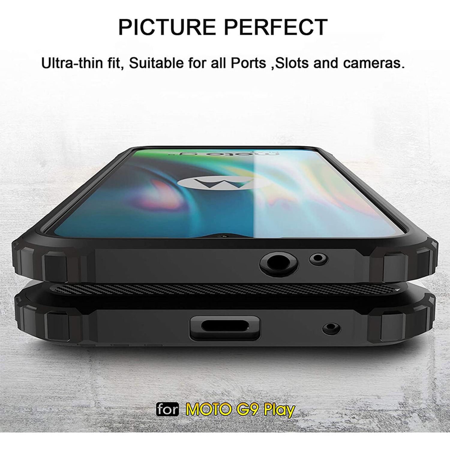 Husa Techsuit - Hybrid Armor - Motorola Moto G9 Play - Black fotografia produsului View 3 L