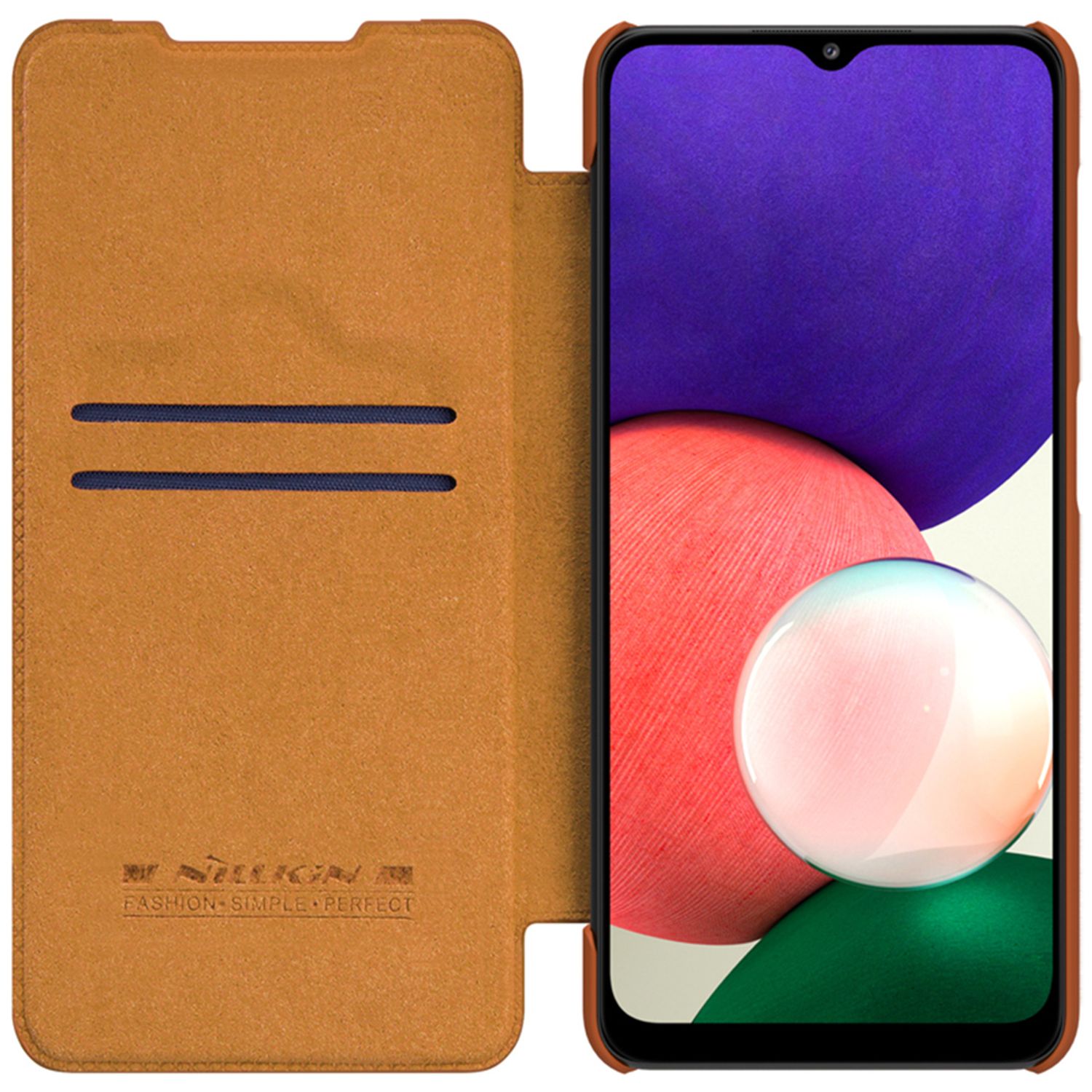 Husa Nillkin - Qin Leather Case - Samsung Galaxy A22 4G - Brown fotografia produsului View 3 L