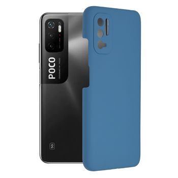 Husa premium techsuit - soft edge silicone - xiaomi poco m3 pro 4g / 5g - denim blue