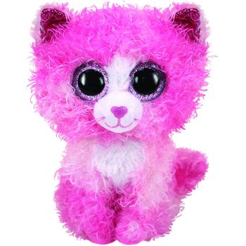 Jucarie de plus ty - beanie boos, pisicuta roz cu parul cret, 15 cm