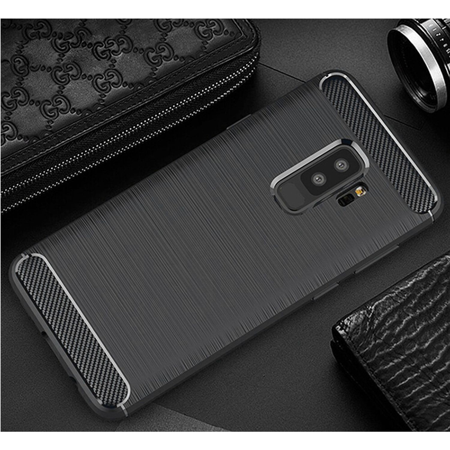 Husa Techsuit - Carbon Silicone - Samsung Galaxy S9 Plus - Black fotografia produsului View 2 L
