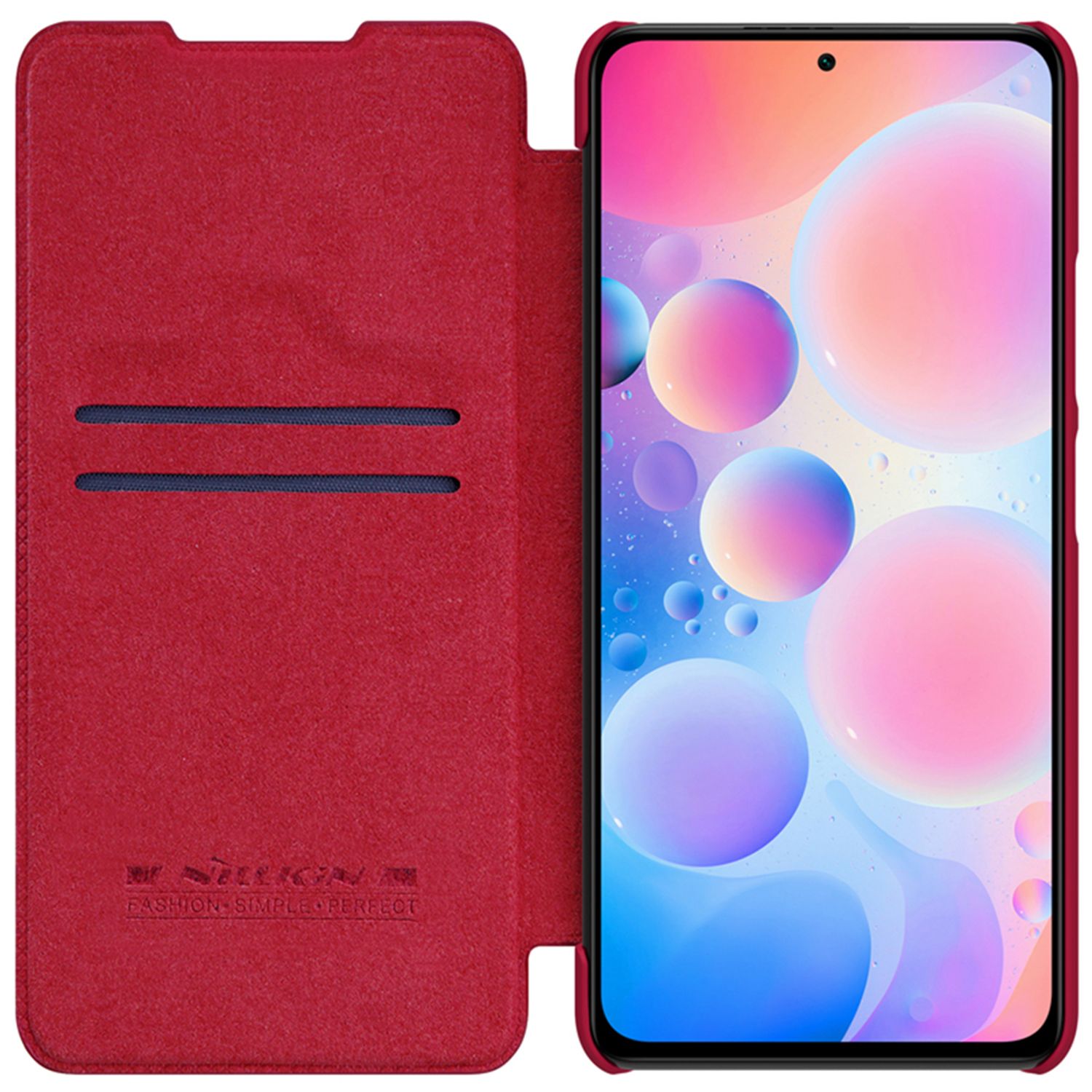 Husa Nillkin - Qin Leather Case - Xiaomi Poco F3 - Red fotografia produsului View 3 L