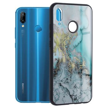 Husa cu spate din sticla techsuit - glaze series - huawei p20 lite - blue ocean