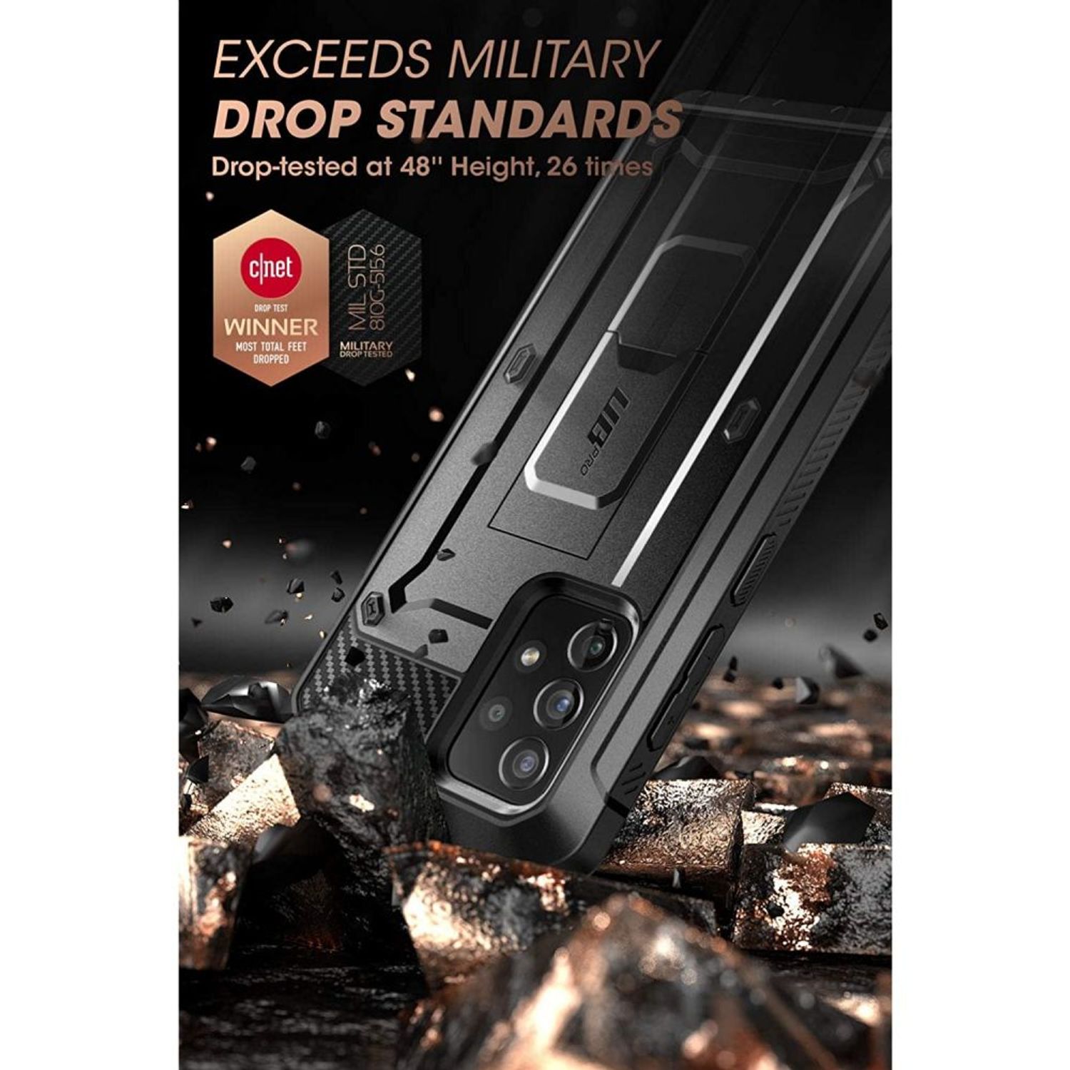 Husa premium Supcase - Unicorn Beetle Pro - Samsung Galaxy A72 5G - Black fotografia produsului View 3 L