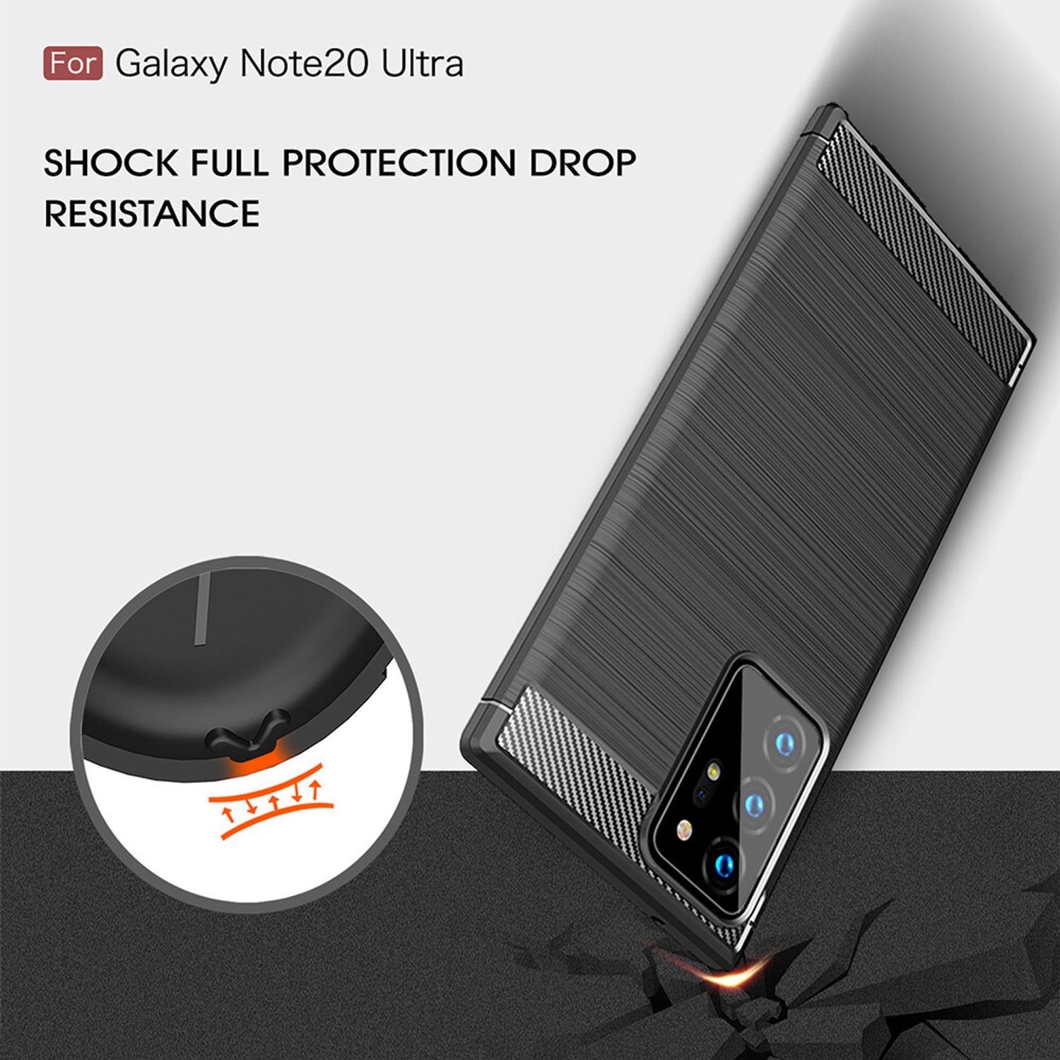 Husa Techsuit - Carbon Silicone - Samsung Galaxy Note 20 Ultra - Black fotografia produsului View 2 L