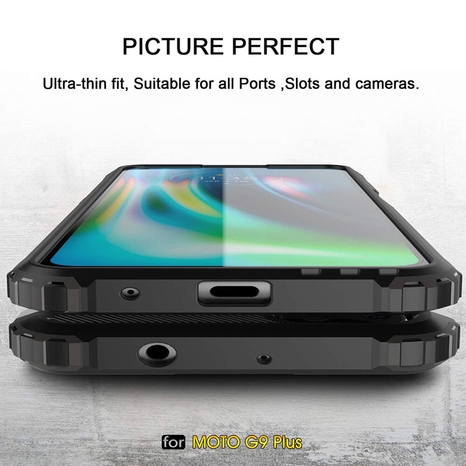 Husa Techsuit - Hybrid Armor - Motorola Moto G9 Plus - Black fotografia produsului View 3 L