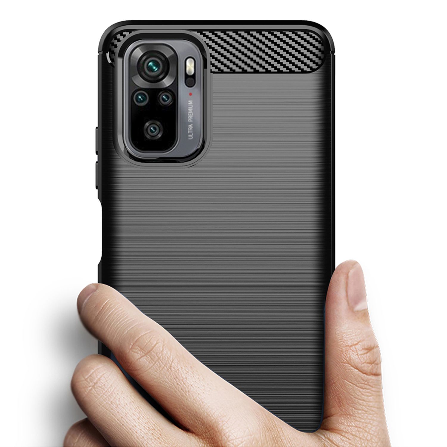 Husa Techsuit - Carbon Silicone - Xiaomi Redmi Note 10 / Note 10S - Black fotografia produsului View 2 L