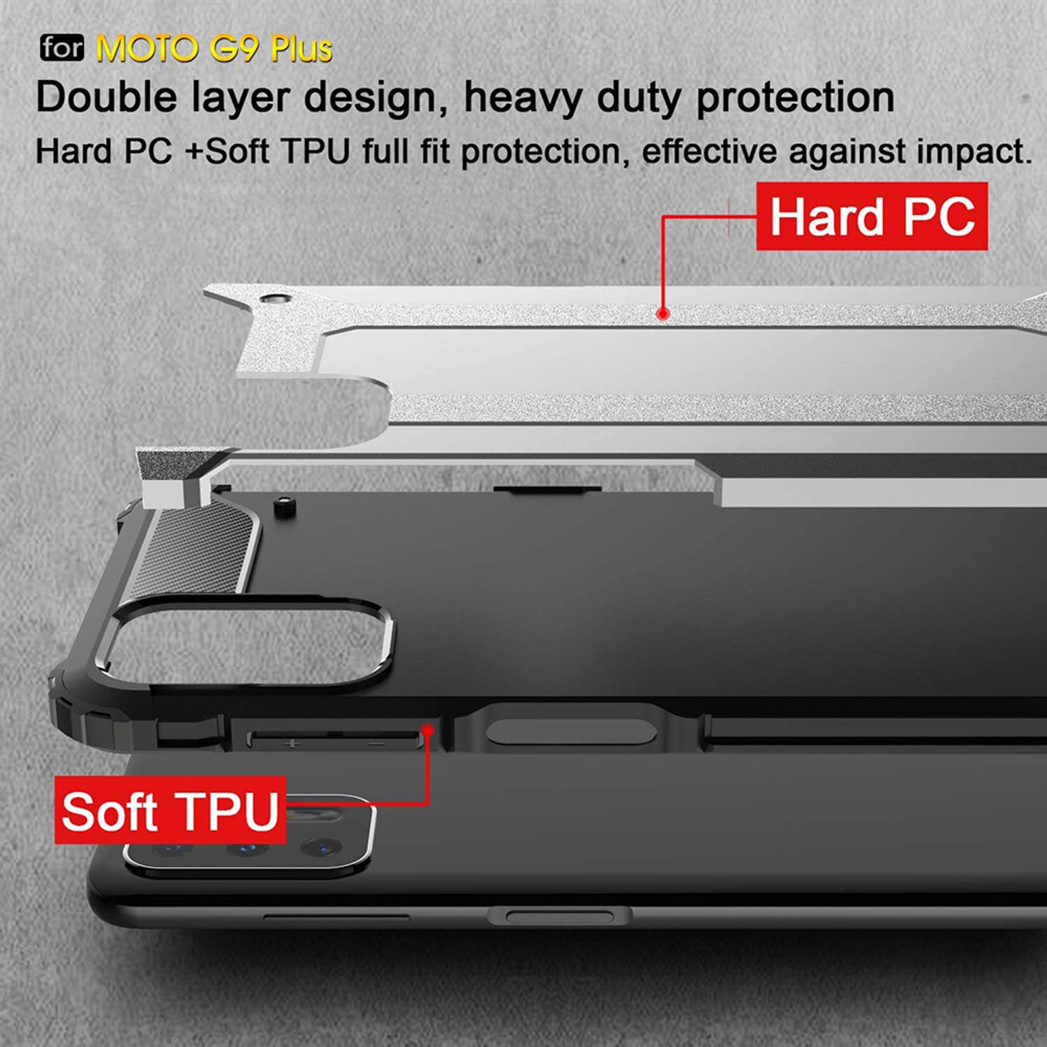Husa Techsuit - Hybrid Armor - Motorola Moto G9 Plus - Black fotografia produsului View 2 L