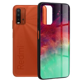 Husa cu spate din sticla techsuit - glaze series - xiaomi redmi 9t - fiery ocean