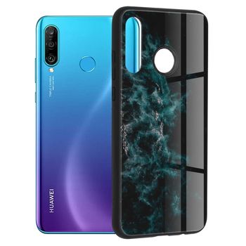 Husa cu spate din sticla techsuit - glaze series - huawei p30 lite - blue nebula