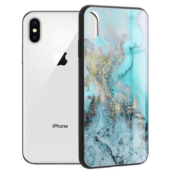 Husa cu spate din sticla techsuit - glaze series - iphone x / xs - blue ocean