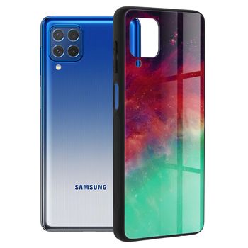 Husa cu spate din sticla techsuit - glaze series - samsung galaxy f62 / m62 - fiery ocean