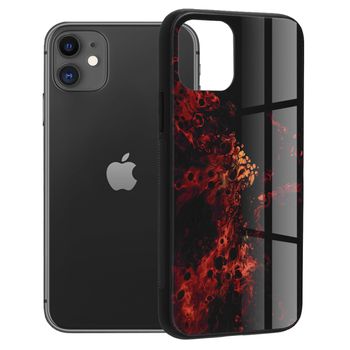 Husa cu spate din sticla techsuit - glaze series - iphone 11 - red nebula