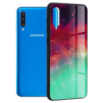 Husa cu spate din sticla techsuit - glaze series - samsung galaxy a50 - fiery ocean