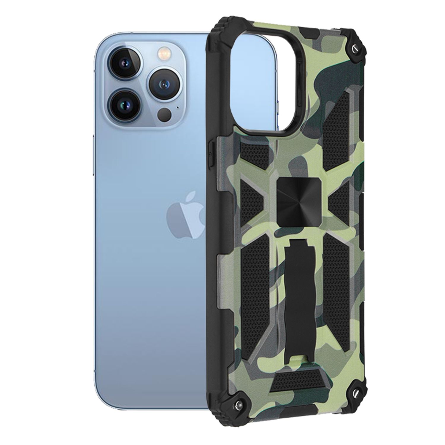Husa antisoc Techsuit - Blazor Series - iPhone 13 Pro Max - Camo Lime fotografia produsului