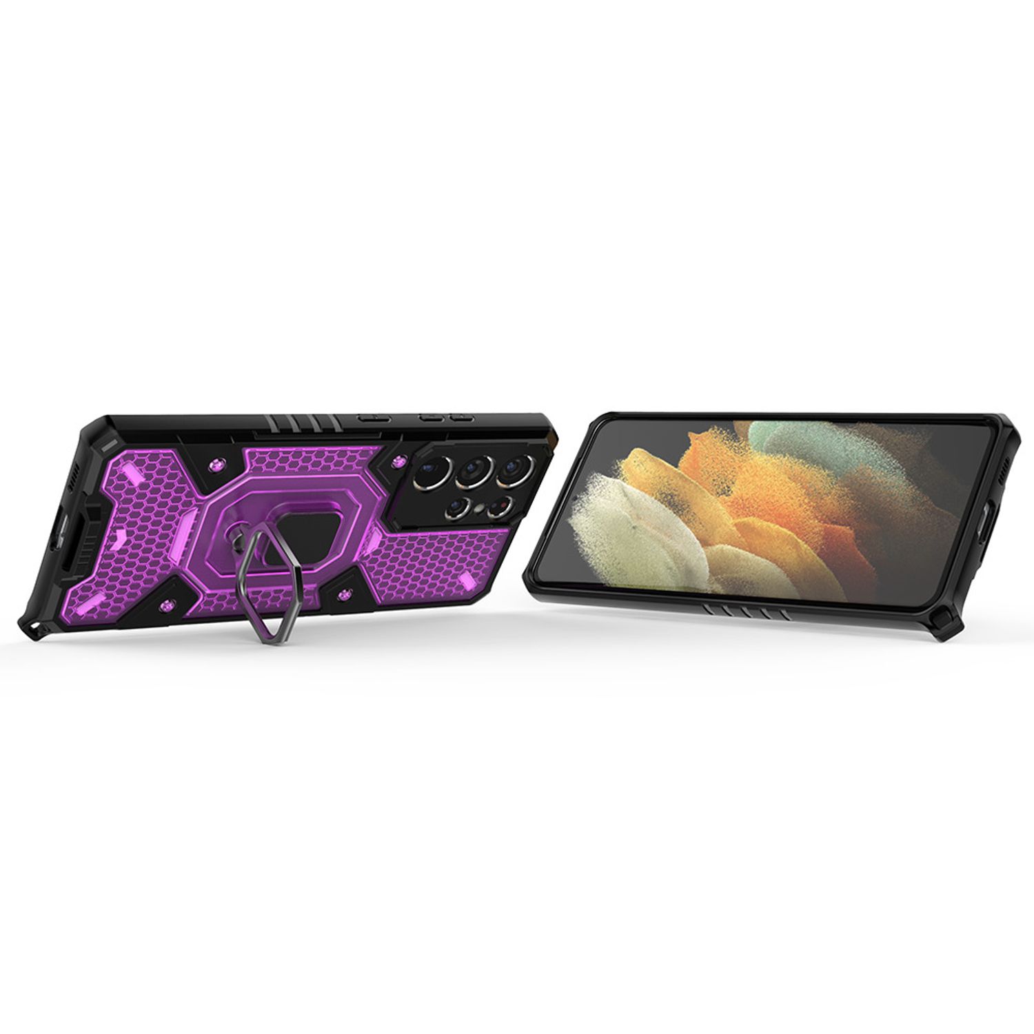Husa Techsuit - Honeycomb Armor - Samsung Galaxy S21 Ultra - violet fotografia produsului View 2 L