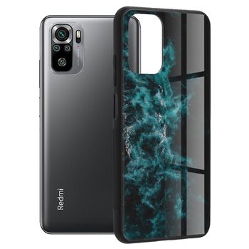 Husa cu spate din sticla techsuit - glaze series - xiaomi redmi note 10 / 10s - blue nebula