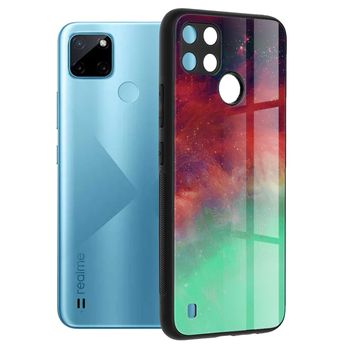 Husa cu spate din sticla techsuit - glaze series - realme c21y - fiery ocean